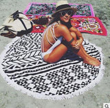 2016 New Round Beach Towel With Tassel Adult Summer Vacation Throw Blanket  59"  Serviette Ronde Toalla Playa Mantas Para Cama - Slim Wallet Company