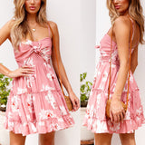 Ruffled Girl Spaghetti Strap Boho Summer  Beach Dress - Slim Wallet Company