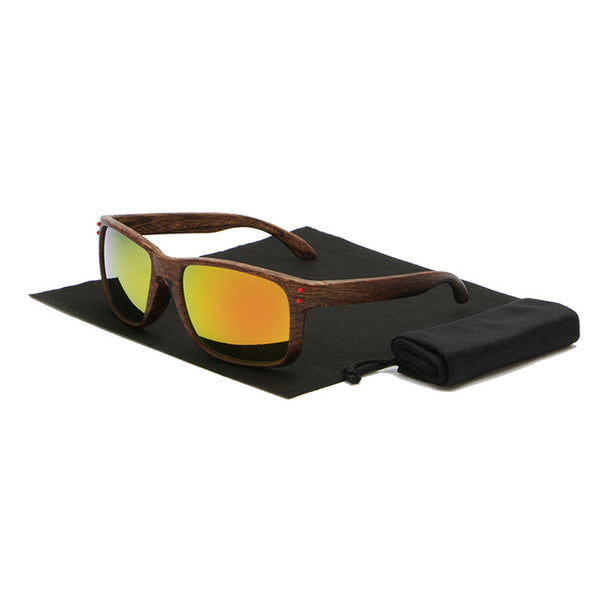 Retro Wood Framed Sunglasses - Slim Wallet Company