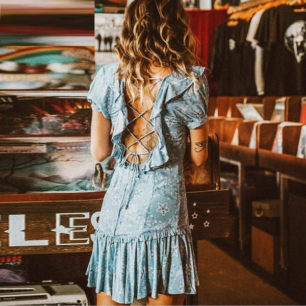 Rayon Ruffled Dress - Slim Wallet Company