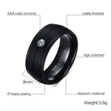 Pure Matte Black Titanium Ring with CZ Stone - Slim Wallet Company