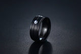 Pure Matte Black Titanium Ring with CZ Stone - Slim Wallet Company