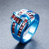 Blue Gold Red CZ Crystal Ring - Slim Wallet Company