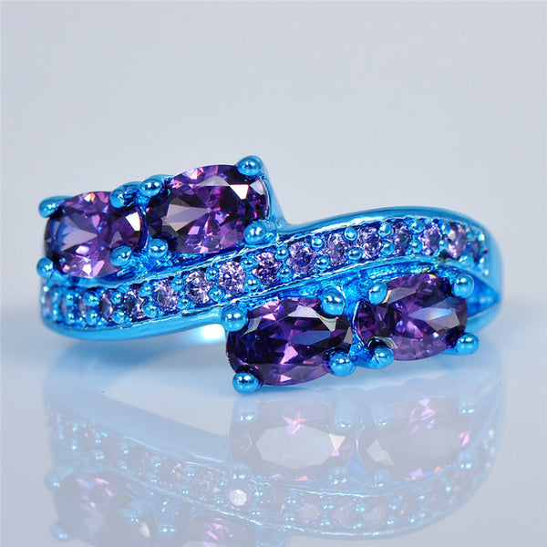 Blue Gold Filled Purple Nectar CZ Ring - Slim Wallet Company