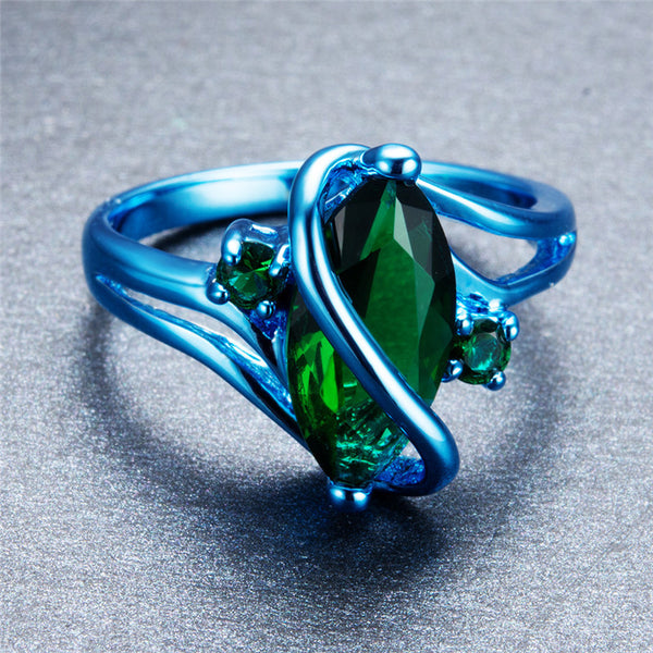 Ivy Blue Gold with Green Oval Zircon Ring - Slim Wallet Company